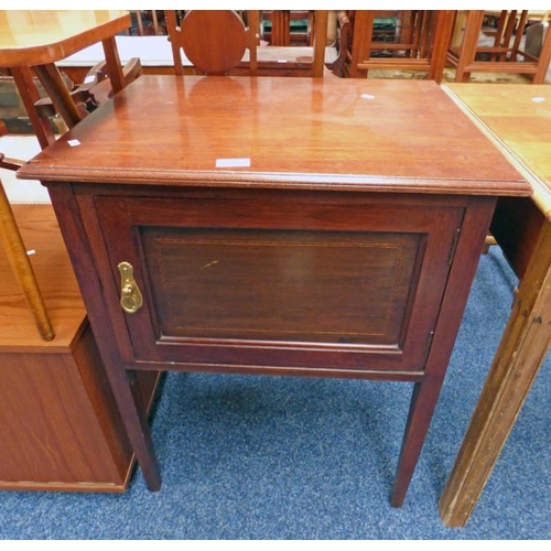 5469 - MAHOGANY BEDSIDE CABINET WITH PANEL DOOR & SQUARE SUPPORTS 74CM TALL