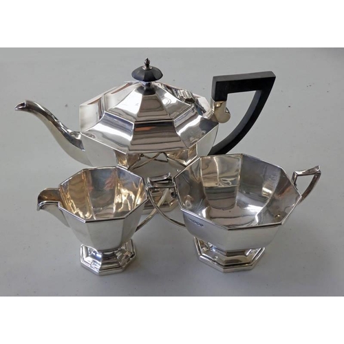 608 - 3 PIECE SILVER TEASET, SHEFFIELD 1939 -   36 OZS