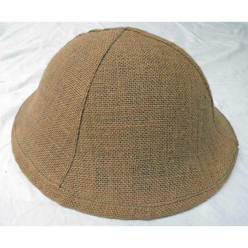 REPRODUCTION WW 11 BRODIE HELMET WITH LINER HESSIAN COVER