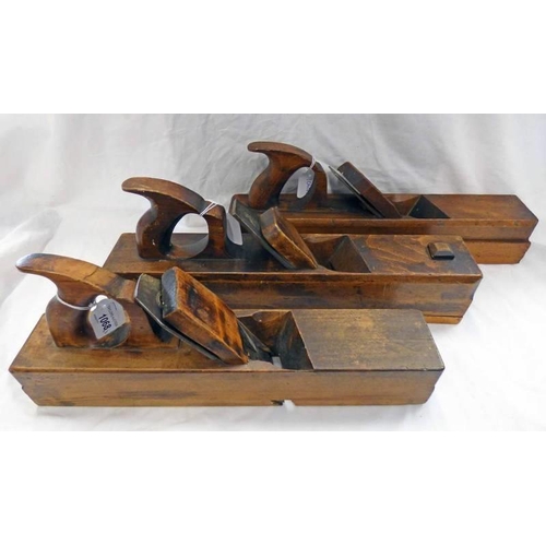 1068 - 16'' WOODEN PLANE WITH HEARNSHAW BRO STEEL, 17'' WOODEN PLANE WITH MATHIESON STEEL AND A 17 1/2'' WO... 