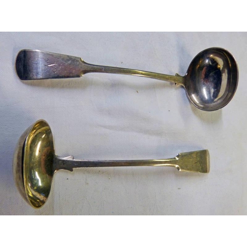 108 - TWO EARLY 19TH CENTURY SILVER TODDY LADLES BY WILLIAM WHITECROSS, ABERDEEN