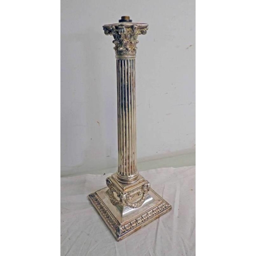 1159 - SILVER PLATED CORINTHIAN COLUMN TABLE LAMP BODY