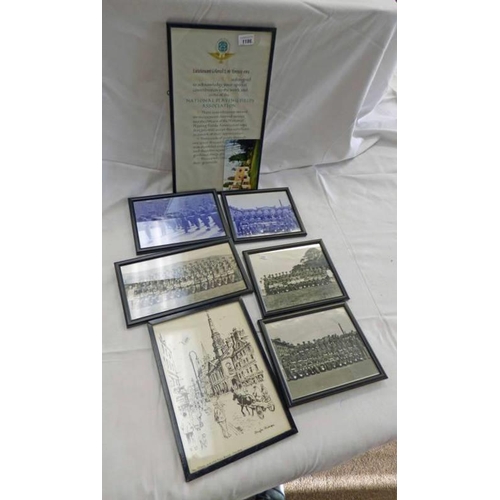 1186 - 5 FRAMED MILITARY PHOTOGRAPHS, FRAMED CERTIFICATE TO LIEUTENANT COLONEL L H TINNEY O.B.E AND A FRAME... 