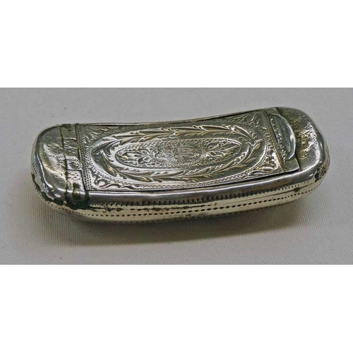 120 - GEORGE 111 SILVER CONCAVE SNUFF BOX WITH BRIGHT-CUT DECORATION, BIRMINGHAM 1809