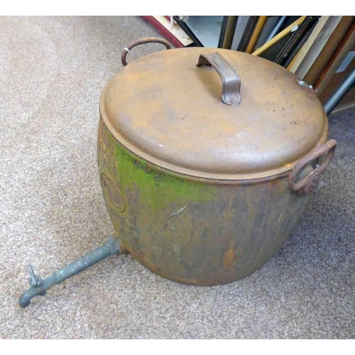 1222 - LARGE IRON POT, HEIGHT INCLUDING HANDLES 35 CM