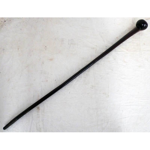 1230 - ZULU STAFF WITH FLAT DISC TOP WITH A METAL CROWN 73.5 CM LONG