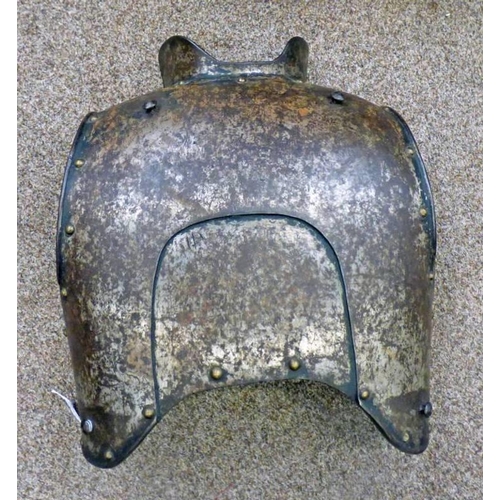 1250 - ARMOUR PLATE MARKED 'KLINGENTHAL 33' RAISED COLLAR, BRASS RIVETS AND STEEL STOCKS, WEIGHS 6.65KG, 42... 