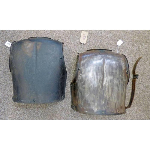 1251 - BREAST & BACK ARMOUR PLATE WITH SEVERAL MARKINGS, ROUNDED RIVETS, LEATHER STRAPS AND SHOULDER HINGES... 