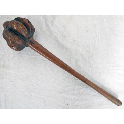 1261 - FIJI THROWING CLUB WITH LOBED HEAD WITH PLAN SHAFT, 40.8CM LONG