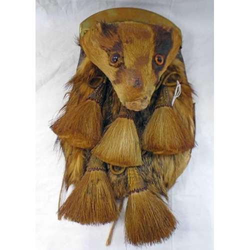 1271 - ARGYLL & SUTHERLAND HIGHLANDERS OFFICERS BADGER HEAD SPORRAN WITH BRASS CANTLE ABOVE BADGER HEAD, 6 ... 