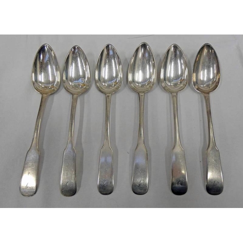 128 - 6 EARLY 19TH CENTURY SILVER TABLE SPOONS BY DAVID MANSON DUNDEE