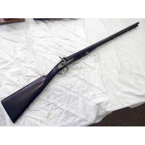 1282A - R WILSON ABERDEEN DOUBLE BARRELLED PERCUSSION SPORTING GUN WITH 74.5 CM, LONG BARRELS, CENTRE BAR MA... 