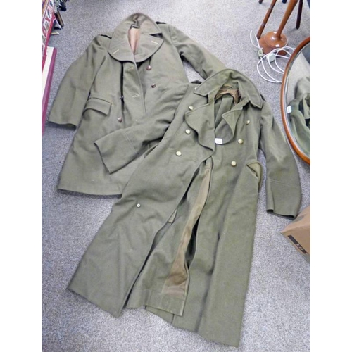 1292 - TWO BRITISH MILITARY GREAT COATS (NO LABELS)  -2-