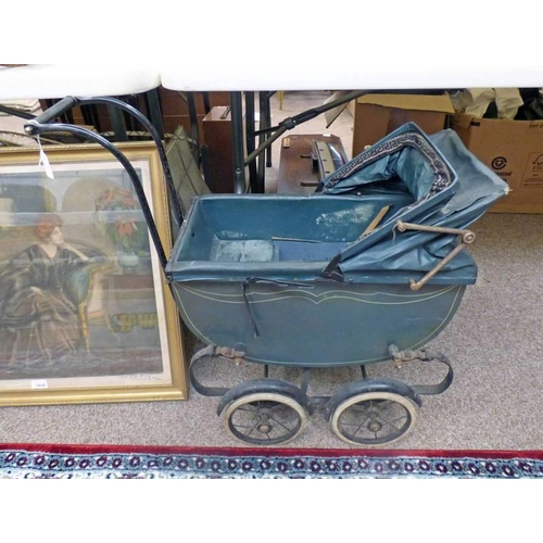 1294 - DOLLS PRAM WITH FOLDING COVER AND SPOKED WHEELS