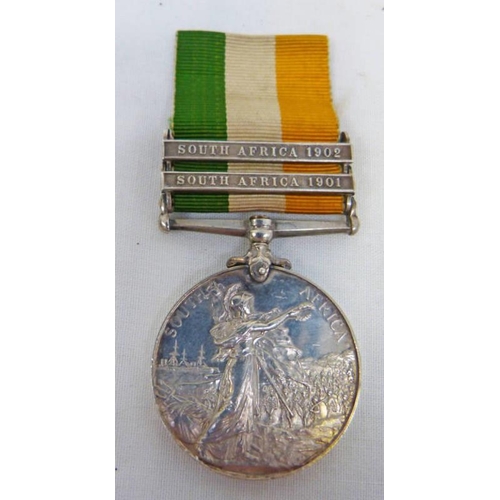 1300 - KINGS SOUTH AFRICA 1899 - 1902 MEDAL TO 4596 PTE..J. MCGARRITY K.O. SCOT : BORD