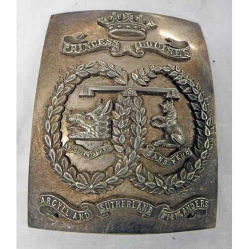 1302 - PRINCESS LOUISE'S ARGYLL & SUTHERLAND HIGHLANDERS BATTALION OFFICERS SHOULDER BELT PLATE - RECTANGUL... 