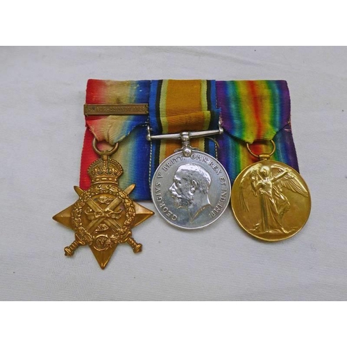 1321 - WW1 TRIO TO PTE. C. SMITH 1/E SURREY REGIMENT WITH 1914 STAR AND 5TH AUG - 22ND NOV 1914 BAR, STAR M... 