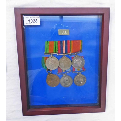 1328 - GROUP OF FIVE WW2 MEDALS, DEFENCE MEDAL, WAR MEDAL, AFRICA SERVICE MEDAL, RHODESIAN EXEMPLARY SERVIC... 