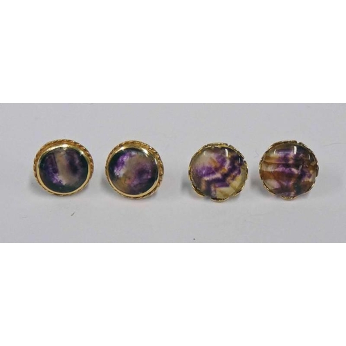 134 - 2 PAIRS OF 9CT GOLD AMETHYST EARSTUDS