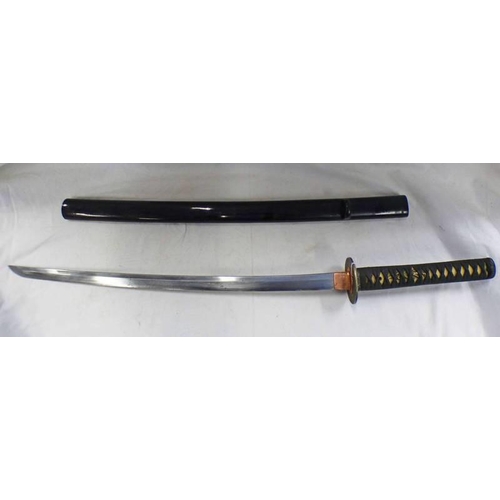 1348 - A POSSIBLE EDO PERIOD JAPANESE SWORD WITH 57.5 CM LONG , LONG BLADE, SIGNED (MEI) TANG (NAKAGO) WITH... 