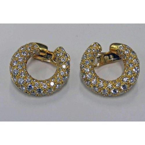 171 - PAIR OF DIAMOND SET CIRCULAR EAR CLIPS