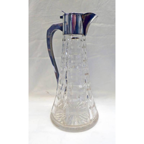 172 - SILVER MOUNTED CUT GLASS CLARET JUG, SHEFFIELD 1926