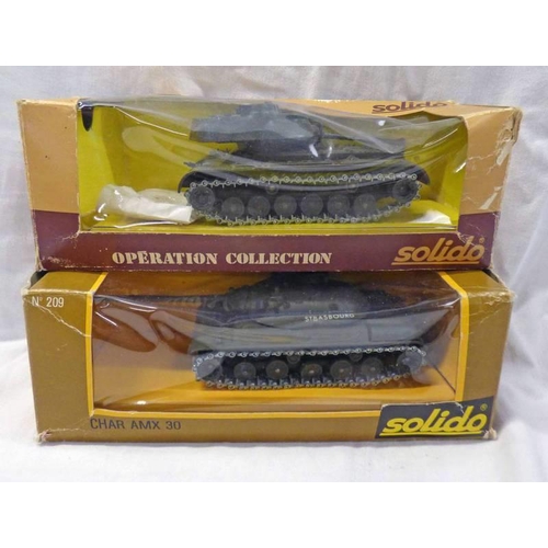 2028 - TWO SOLIDO MODEL TANKS INCLUDING CHAR AMX 30 TOGETHER WITH PATTON M47. BOTH BOXED