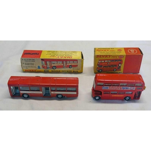 2047 - TWO DINKY TOY MODEL BUSES INCLUDING 289 - ROUTEMASTER BUS TOGETHER WITH 283 -SINGLE DECKER BUS. BOTH... 