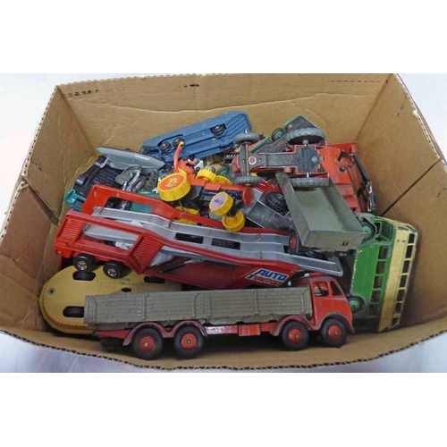 2055 - SELECTION OF PLAYWORN DINKY, CORGI, MATCHBOX, ETC MODEL VEHICLES INCLUDING FODEN LORRY, MASSEY HARRI... 