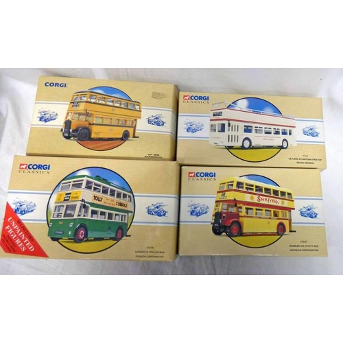 2079 - FOUR CORGI CLASSIC MODEL BUSES INCLUDING 97306 - KARRIER W TROLLEYBUS, IPSWICH CORPORATION, 97205 - ... 