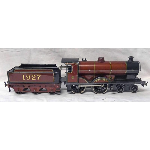 2157 - BASSETT-LOWKE 0 GAUGE 4-4-0 'DUKE OF YORK' 1927 CRIMSON CLOCKWORK LOCOMOTIVE & TENDER