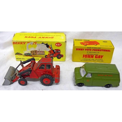 2201 - TWO PLAYWORN DINKY TOYS INCLUDING 437 - MUIR-HILL 2/WL LOADER TOGETHER WITH 410 - BEDFORD VAN. BOTH ... 