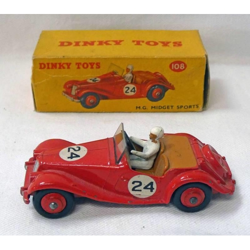 2235 - DINKY TOYS 108 - M G MIDGET SPORTS. BOXED