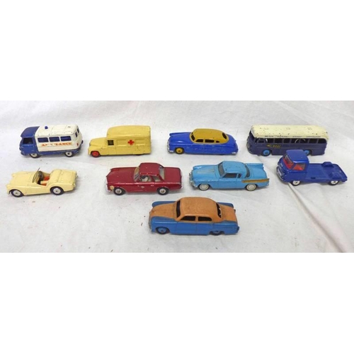 2361 - SELECTION OF PLAYWORN DINKY & CORGI MODEL VEHICLES INCLUDING STUDEBAKER GOLDEN HAWK, TRIUMPH T.R.2, ... 