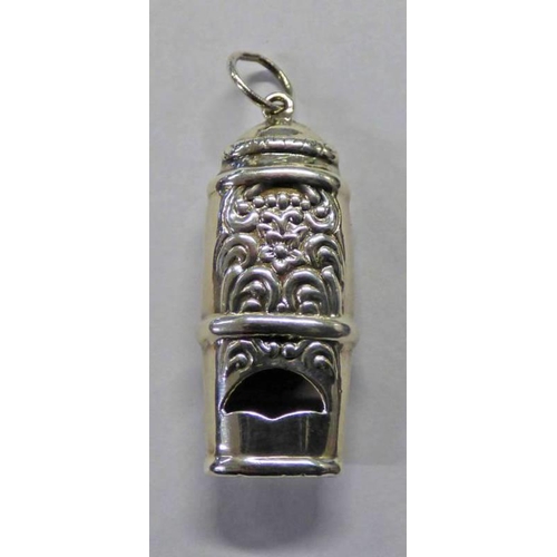 240 - DOG WHISTLE WITH EMBOSSED DECORATED AND STAMPED 925 - 3.8CM LONG