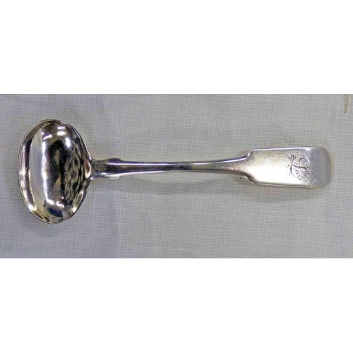 243 - SCOTTISH PROVINCIAL SILVER FIDDLE PATTERN SALT SPOON BY CHARLES FOWLER ELGIN CIRCA 1800