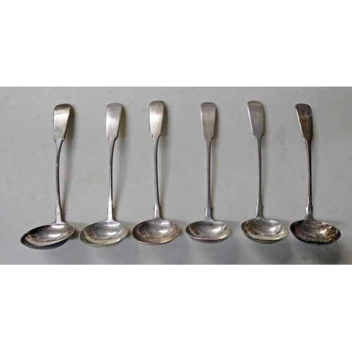 245 - SETS OF SIX SILVER TODDY LADLES BY DONALDSON & JAMES RIDDLE, ABERDEEN, VARIOUSLY STRUCK - TOTAL WEIG... 