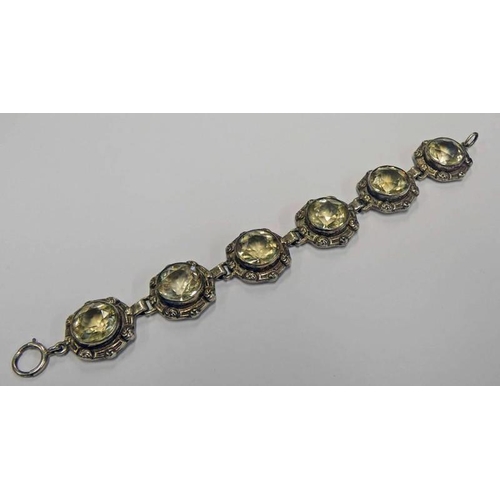 247 - SCOTTISH SILVER FACETED GEM SET BRACELET - 19CM LONG