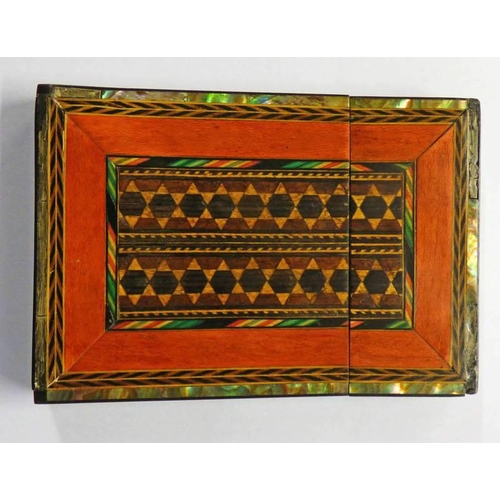 280 - VICTORIAN PARQUETRY INLAID CARD CASE - 10.7 CM LONG