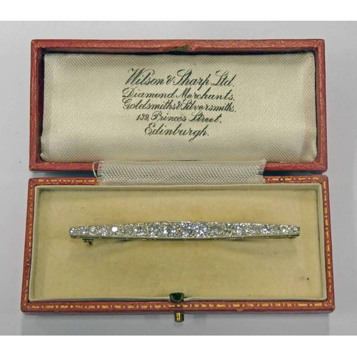 283 - EARLY 20TH CENTURY DIAMOND SET BAR BROOCH - 6.5CM LONG