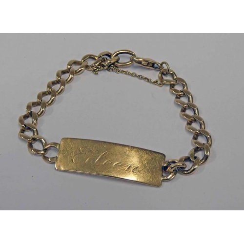 286 - 9CT GOLD FLAT-LINK ID BRACELET - 17.2G