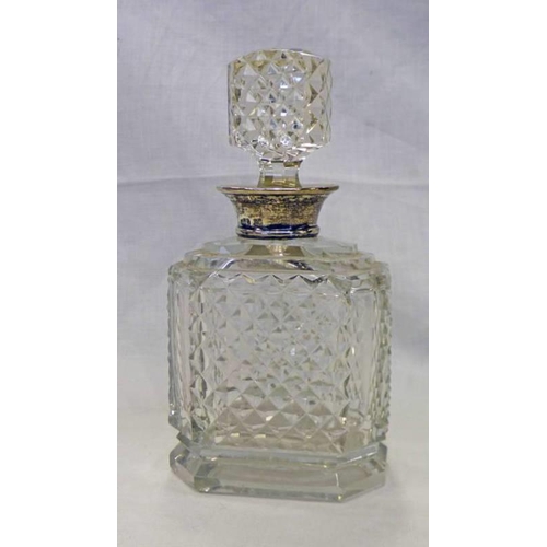 298 - SILVER MOUNTED CUT GLASS SCENT BOTTLE, LONDON 1913