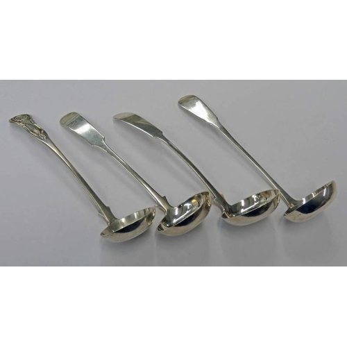 322 - 4 SCOTTISH PROVINCIAL SILVER TODDY LADLES BY ALEX CAMERON, DUNDEE, VARIOUS MARKS AND PATTERNS - TOTA... 