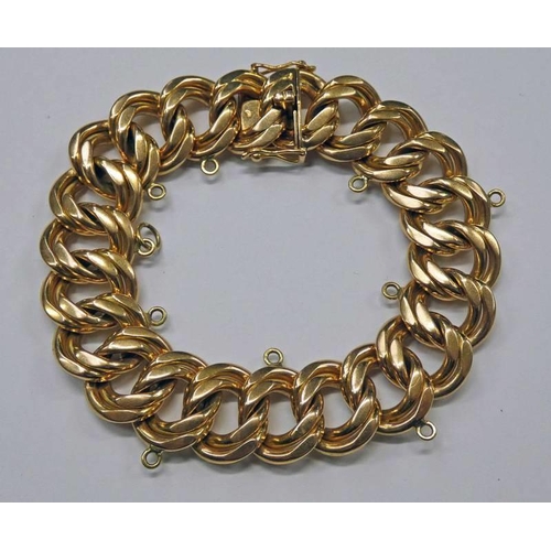 325 - FRENCH 18CT GOLD FLAT LINK BRACELET WITH CONTROL WORKS - 79 G