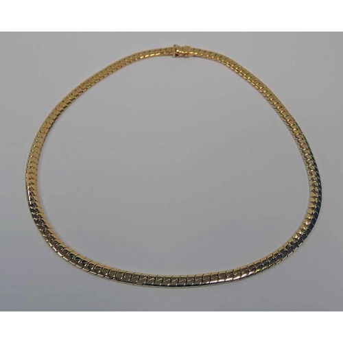 329 - 18CT GOLD FLAT LINK NECKLACE - 56 G