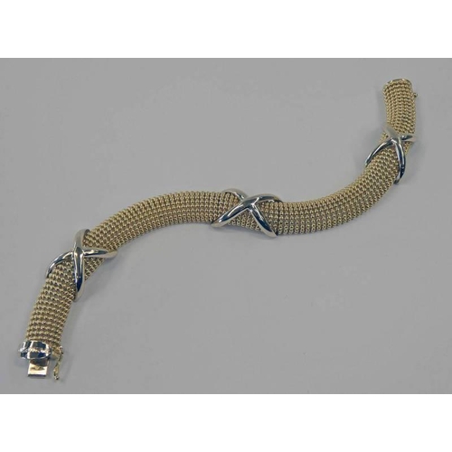 337 - 18CT GOLD RONCO FANCY LINK BRACELET, 20.5CM LONG - 38G