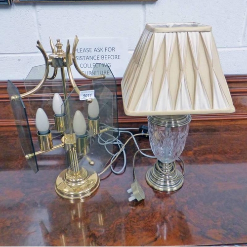 5011 - 2 CUT GLASS TABLE LAMPS