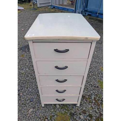 5051 - PAINTED CHEST OF 5 DRAWERS LENGTH  59 CM