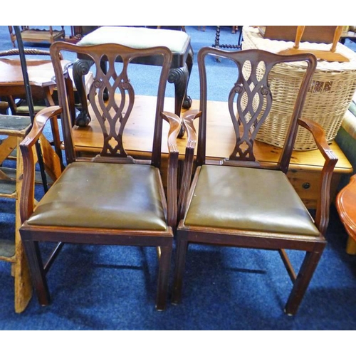 5072 - PAIR OF LATE 19TH OR EARLY 20TH CENTURY MAHOGANY ARMCHAIRS