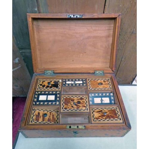 5079 - 19TH CENTURY TORTOISESHELL BOX WITH FITTED & DECORATIVE INTERIOR